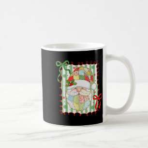 Preppy Christmas Santa Claus Patchwork Xmas Women Coffee Mug