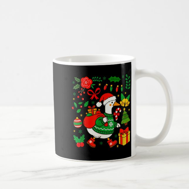 Preppy Christmas Santa Gooses Bow Xmas Tree Funny  Coffee Mug (Right)
