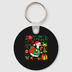 Preppy Christmas Santa Gooses Bow Xmas Tree Funny  Key Ring