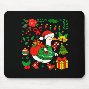 Preppy Christmas Santa Gooses Bow Xmas Tree Funny Mouse Pad