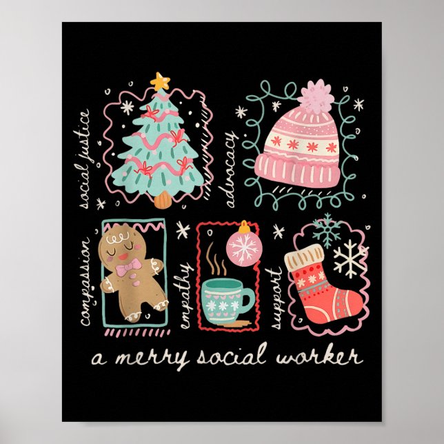 Preppy Christmas Social Worker Work Faith Design Poster (Front)