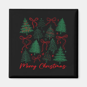 Preppy Christmas Tree Merry Xmas Girly Coquette Ki Magnet