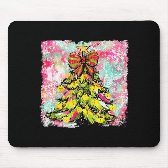 Preppy Christmas Tree Sungles Coquette Xmas Girly  Mouse Pad (Front)
