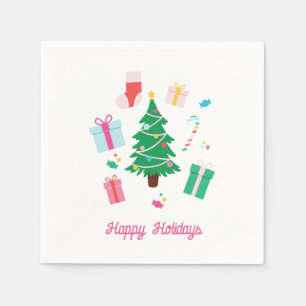 Preppy Christmas Trees Holiday Napkin