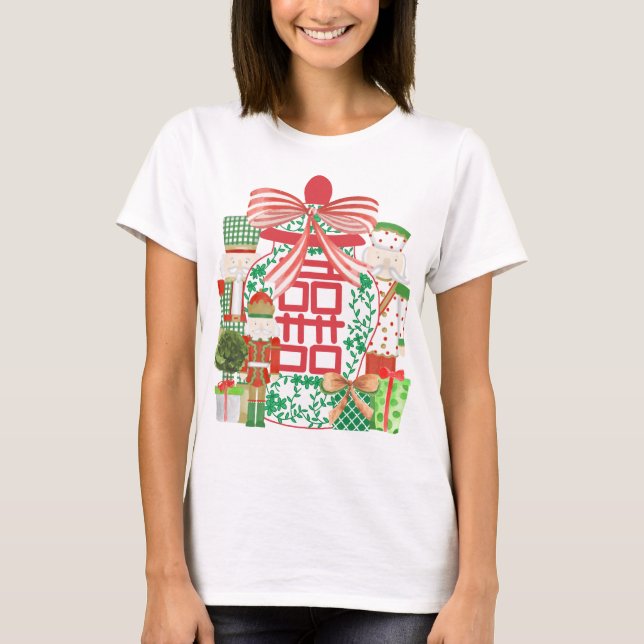 Preppy Christmas with Nutcrackers & Ginger Jar T-Shirt (Front)