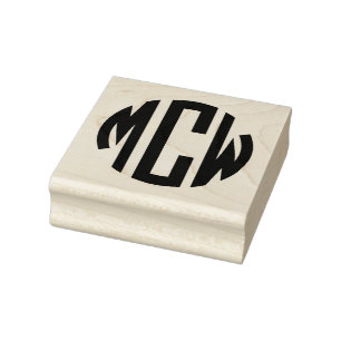 Preppy Circle Monogram 3 Initial 1X Framed Rubber Stamp