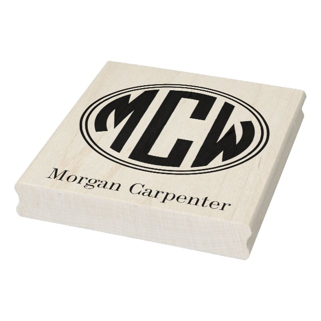 Preppy Circle Monogram 3 Initial 2X Framed Rubber Stamp (Stamp)
