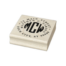 Preppy Circle Monogram 3 Initial Framed Address