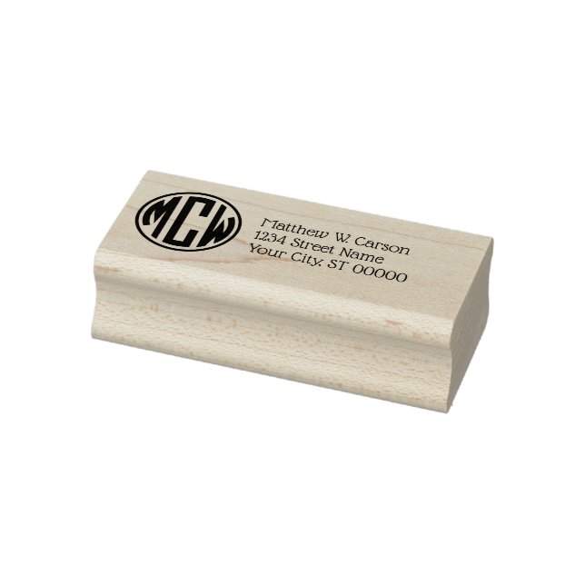 Preppy Circle Monogram 3 Initial Return Address Rubber Stamp (Stamp)