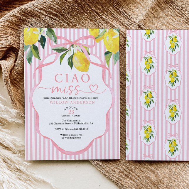 Preppy Citrus Ciao Miss Bridal Shower Invitation (Creator Uploaded)