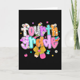 Preppy Ck To School 4th Grade Coquette Bow Girls K Card