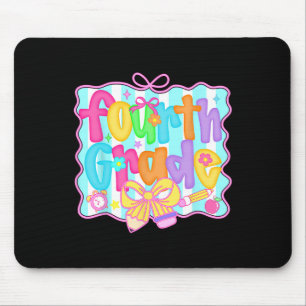 Preppy Ck To School 4th Grade Coquette Bow Girls K Mouse Pad