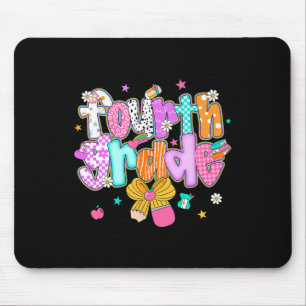 Preppy Ck To School 4th Grade Coquette Bow Girls K Mouse Pad