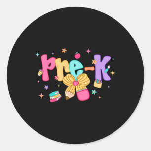 Preppy Ck To School Pre-k Cute Coquette Bow Girls  Classic Round Sticker
