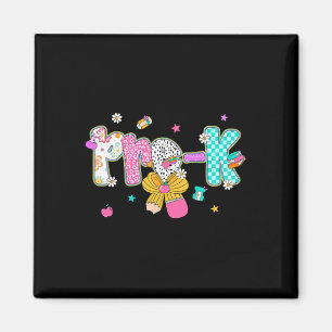 Preppy Ck To School Pre-k Cute Coquette Bow Girls Magnet