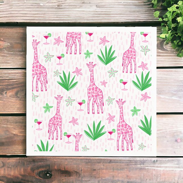 Preppy Classic Giraffes and Cosmopolitans Jungle  Napkin (Creator Uploaded)
