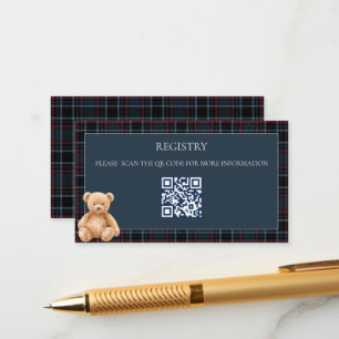 Preppy Classic Teddy Bear Baby Shower  Enclosure Card