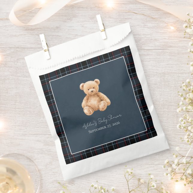 Preppy Classic Teddy Bear Baby Shower  Favour Bags (Clipped)
