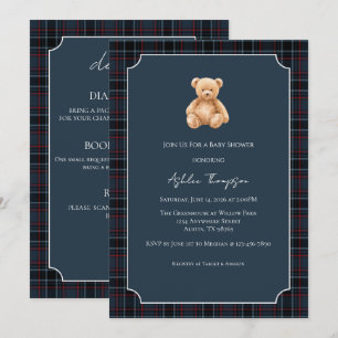 Preppy Classic Teddy Bear Baby Shower Invitation
