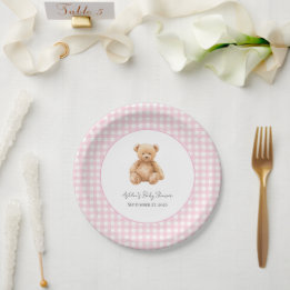 Preppy Classic Teddy Bear Baby Shower  Paper Plate