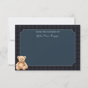 Preppy Classic Teddy Bear Baby Shower Thank You Card