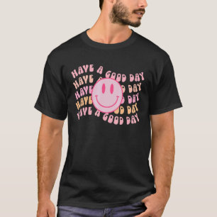 Preppy Clothes Have A Good Day Pink Smile Face Ae T-Shirt