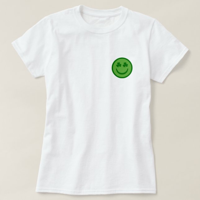 Preppy Clover Happy Face T-Shirt (Design Front)