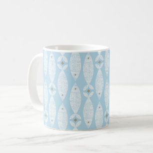 Preppy coastal blue fish coffee mug