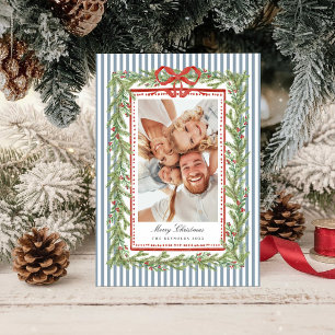 Preppy Coastal Bow Family Photo Christmas Holiday 