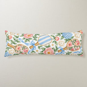 Preppy Coastal Chic Pickleball Blue & Blush Pink Body Cushion