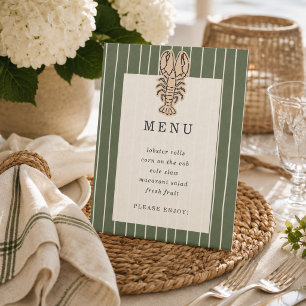Preppy Coastal Lobster First Birthday Menu Sign