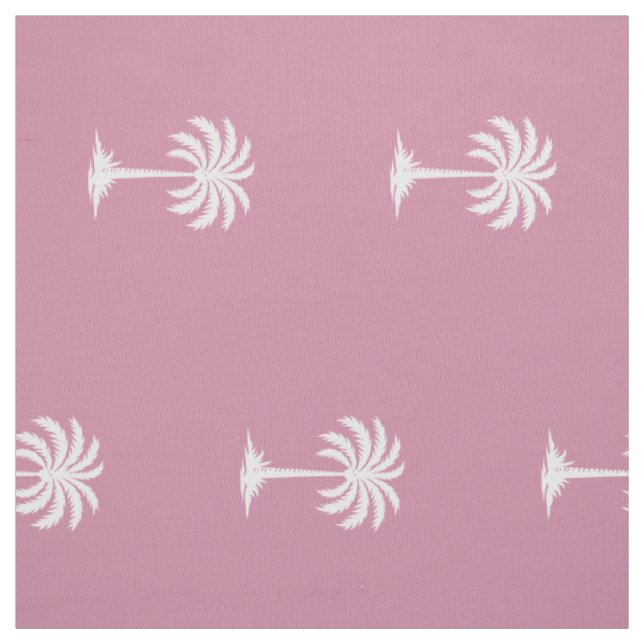 Preppy Coastal Palm Trees on Dusty Pink Fabric (Swatch)