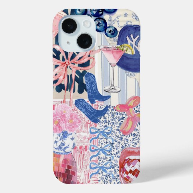 Preppy Collage, Trendy Summer Collage Phone case (Back)