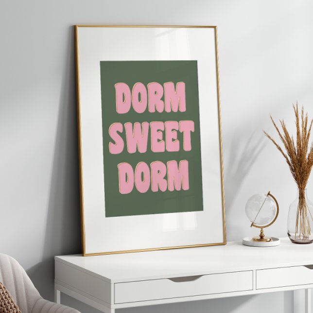 Preppy College Dorm Room Typography Pink Green Poster (Creator Uploaded)