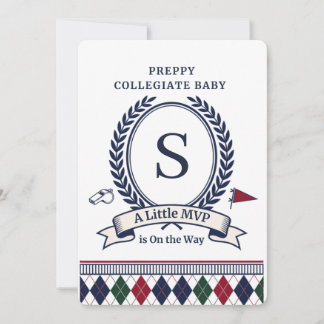 Preppy Collegiate Monogram | Baby Shower Invitation