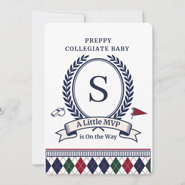 Preppy Collegiate Monogram | Baby Shower Invitation (Front)