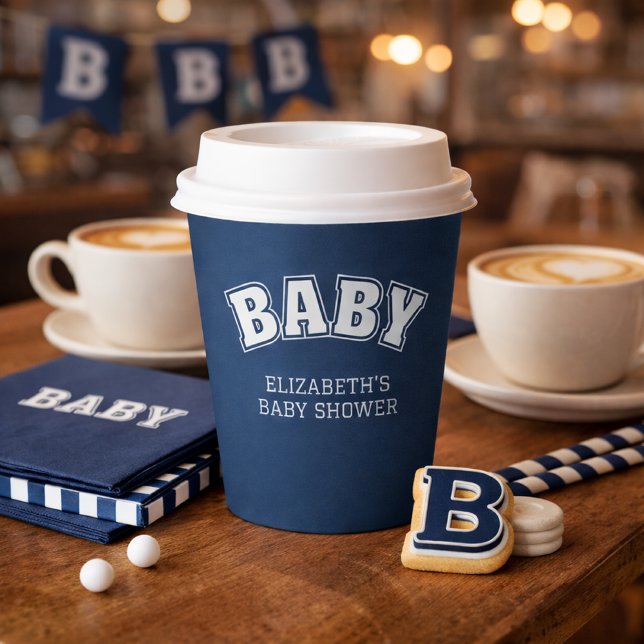 Preppy Collegiate Varsity Navy Baby Shower Paper Cups (Preppy Collegiate Varsity Navy Baby Shower Paper Cups)