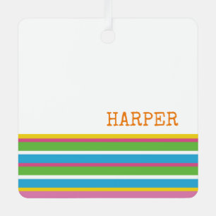 Preppy Colourful Stripes NAME Modern Fun Hip Metal Tree Decoration