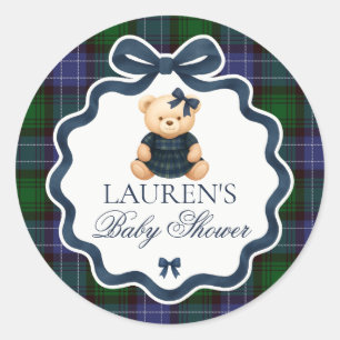 Preppy Coquette Bow Bear Baby Shower Envelope Seal