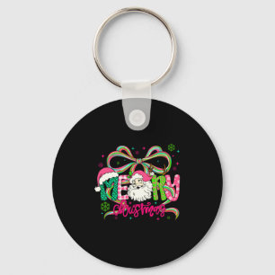 Preppy Coquette Bow Merry Christmas Santa Xmas Fam Key Ring