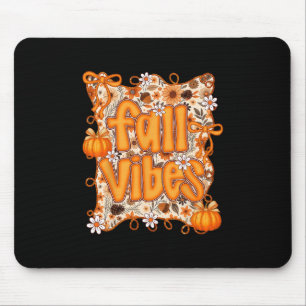 Preppy Coquette Fall Vibes Floral Pumpkin Autumn C Mouse Pad