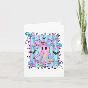 Preppy Coquette Ghost Cute Boo Halloween Girls Wom Card