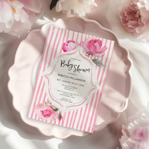 Preppy Coquette Grandmillenial Girl Baby Shower Invitation