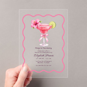 Preppy Coquette Margs & Matrimony Bachelorette Acrylic Invitations