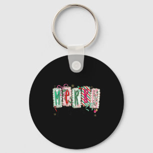 Preppy Coquette Merry Christmas Coquette Bow Girl  Key Ring