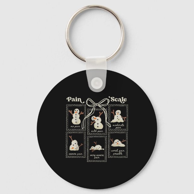 Preppy Coquette Pain Scale Stamps Snowmen Trauma E Key Ring (Front)