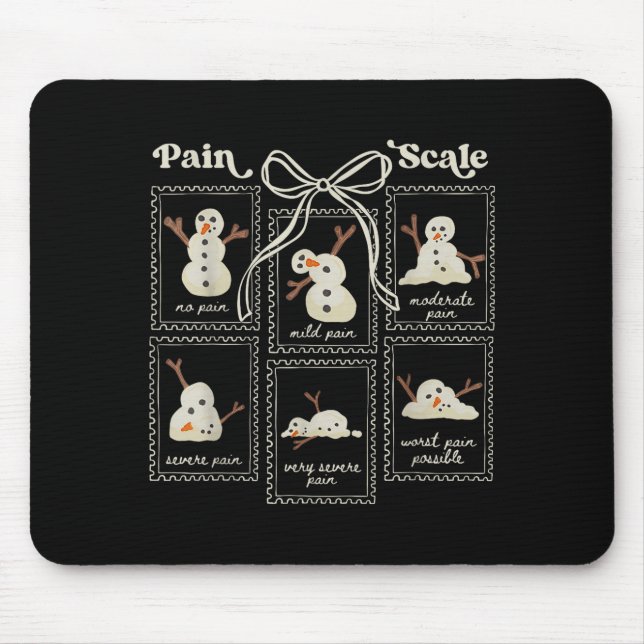 Preppy Coquette Pain Scale Stamps Snowmen Trauma E Mouse Pad (Front)