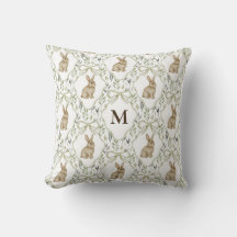Preppy Coquette Watercolor Bunny Custom Monogram