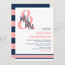 Preppy Coral & Navy Mrs & Mrs Wedding