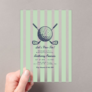 Preppy Country Club Golf Birthday Party Acrylic Invitations